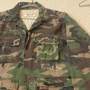 Saint Laurent Men's Green Camouflage Field Jacket